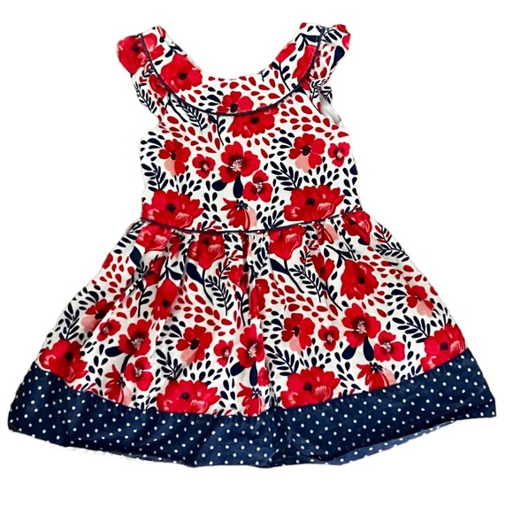 Nannette Other - EUC Nannette Kids red, white, & blue floral dress w/ petticoat, zipper, tie. 2T.